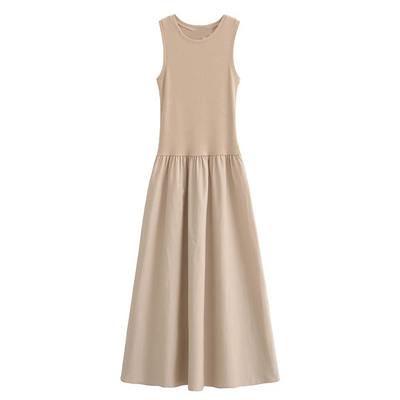 PB&ZA2024 autumn new women's clothing fashion temperament slim fit casual solid color versatile splicing long vest skirt