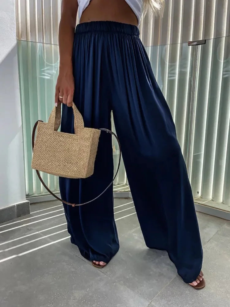 Loose Loungewear Wide Leg Pants, Women Spring Summer All Match Fashion Trousers, 2024 High Elastic Waist Ladies Pants Streetwear