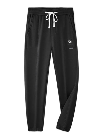 New Men's Waffle Casual Pants Elastic Waist Straight Harem Pants Comfortable Stretch Sweatpants Fashion Embroidery Male Trousers