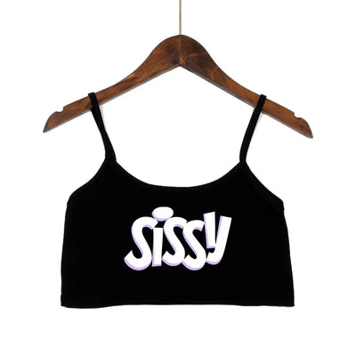 SISSY Letters Top Women Summer Sling Tube Top Sexy Seamless Sexy Sleeveless Tank Top Summer Camis Backless Camisole Crop Top