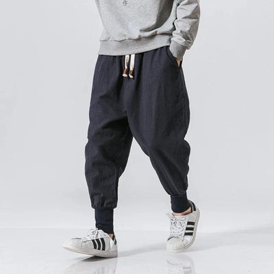 Men Harem Pants Streetwear Cotton Linen Joggers New Baggy Hip Hop Fashion Pants Casual Solid Trousers Male Trendy Sweatpants