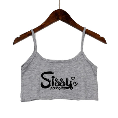 SISSY Letters Top Women Summer Sling Tube Top Sexy Seamless Sexy Sleeveless Tank Top Summer Camis Backless Camisole Crop Top