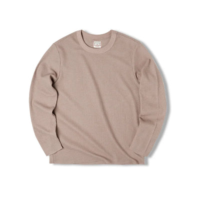 Maden Workwear Japanese Vintage Heavyweight 300g Waffle Round Neck T-shirt Sweater Long Sleeve Shirt For Men