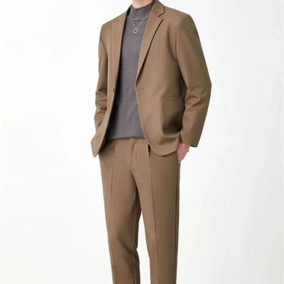 Casual 2 Piece Outfit Set Male Formal Full Men's Suits and Blazers Solid Color Dress Luxury Spring Autumn Gentleman Ceremony