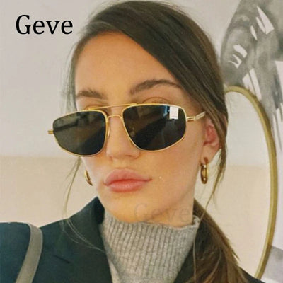 Retro Alloy Sunglasses Women New Vintage Small Metal Frame Pilot Sun Glasses Ladies Punk Double Dridge Shades Eyewear UV400