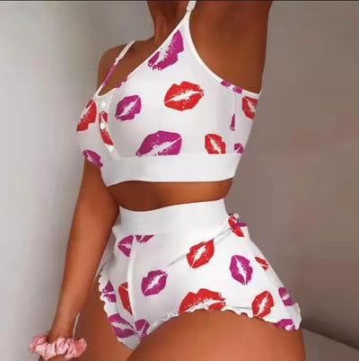 Ladies Loungewear Homewear 2 Pieces Set Women's Pajama Shorts Suit Multiple Print Underwear Sexy Lingerie Camisoles Tanks Nighty