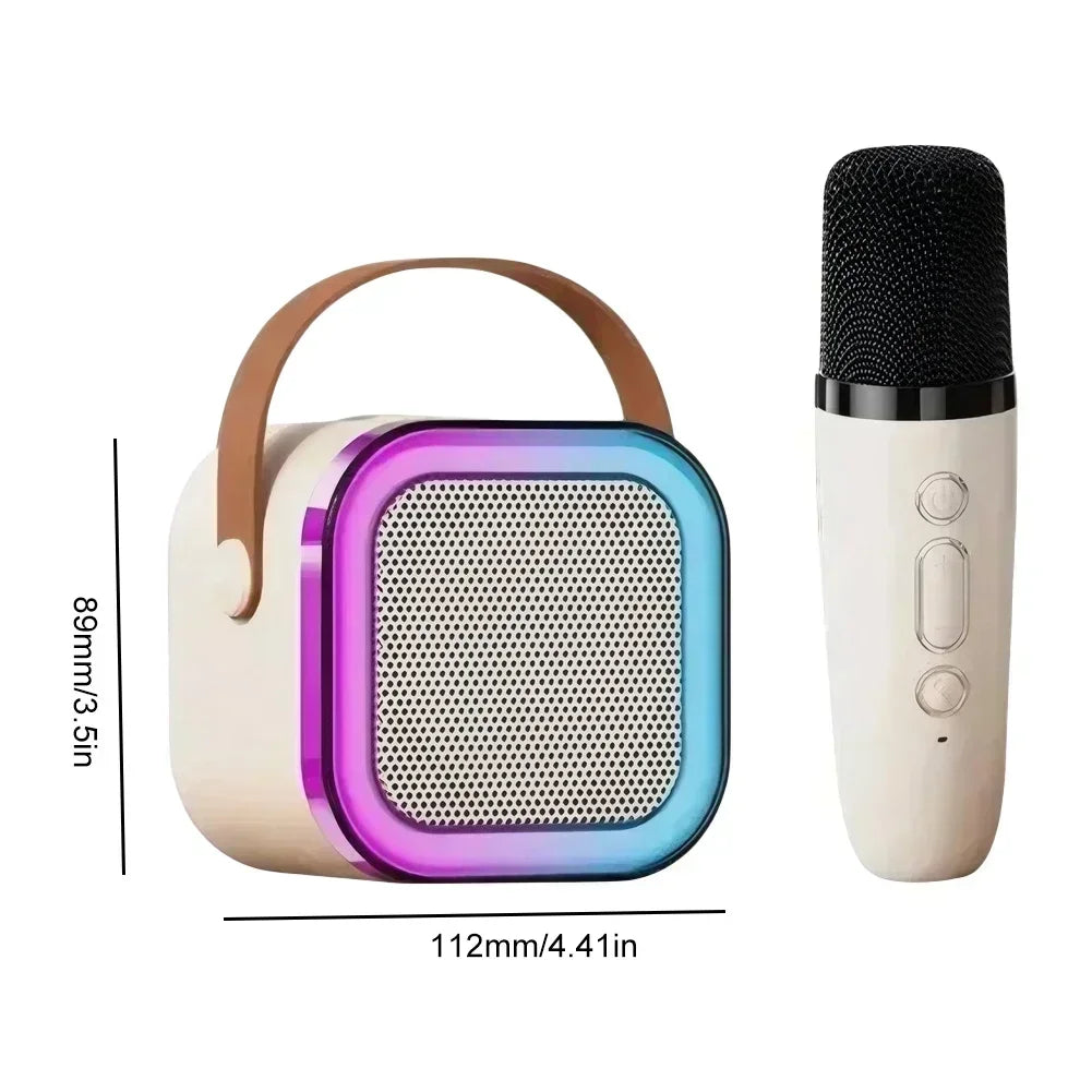K12 Wireless Bluetooth Speaker Multifunction with 2 Microphone Mic RGB Portable Music Player Karaoke Machine for Child Home Gift