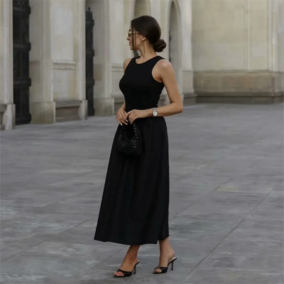 PB&ZA2024 autumn new women's clothing fashion temperament slim fit casual solid color versatile splicing long vest skirt