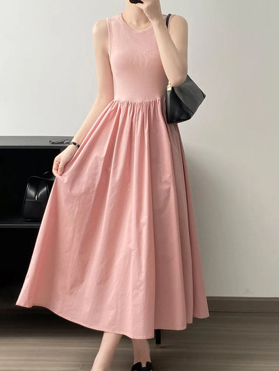 Vestidos De Mujer Slim Vest Pink Sleeveless Knitted Dress New Maxi Dresses for Women Robe Femme Tank Black