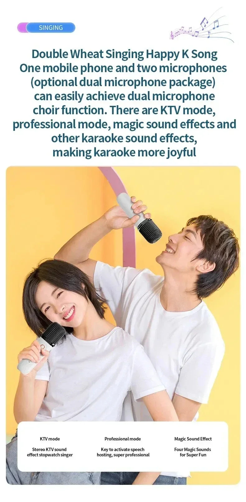 Y1 Wireless Dual Microphones Karaoke Machine KTV DSP System Bluetooth 5.3 PA Speaker HIFI Stereo Surround RGB Colorful LED Light