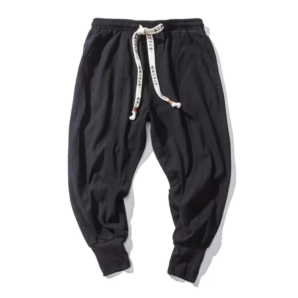 Men Harem Pants Streetwear Cotton Linen Joggers New Baggy Hip Hop Fashion Pants Casual Solid Trousers Male Trendy Sweatpants