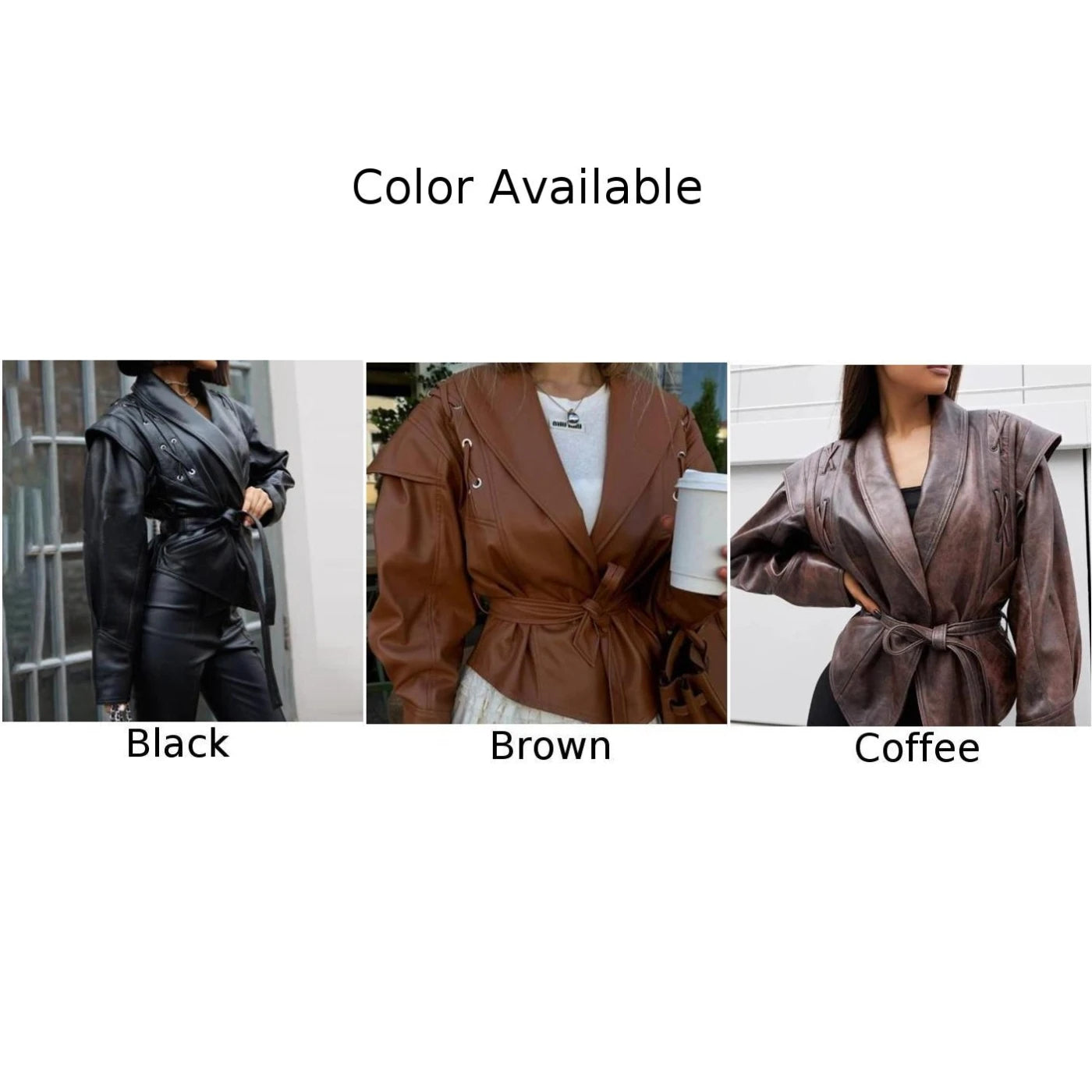 Casual Wear For Women Lapel Belt Jacket Autumn Motorcycle Coat Vacation Fashion Casual Belted Outerwear Outerwear
