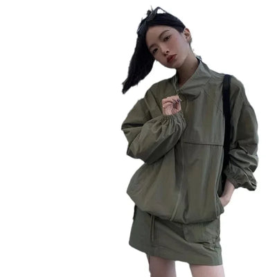 Casual Sportswear Suit Female 2024summer Thin Outerwear Sunscreen Clothes Jacket Short Skirt 2 Piece Sets Women Outfit Dress