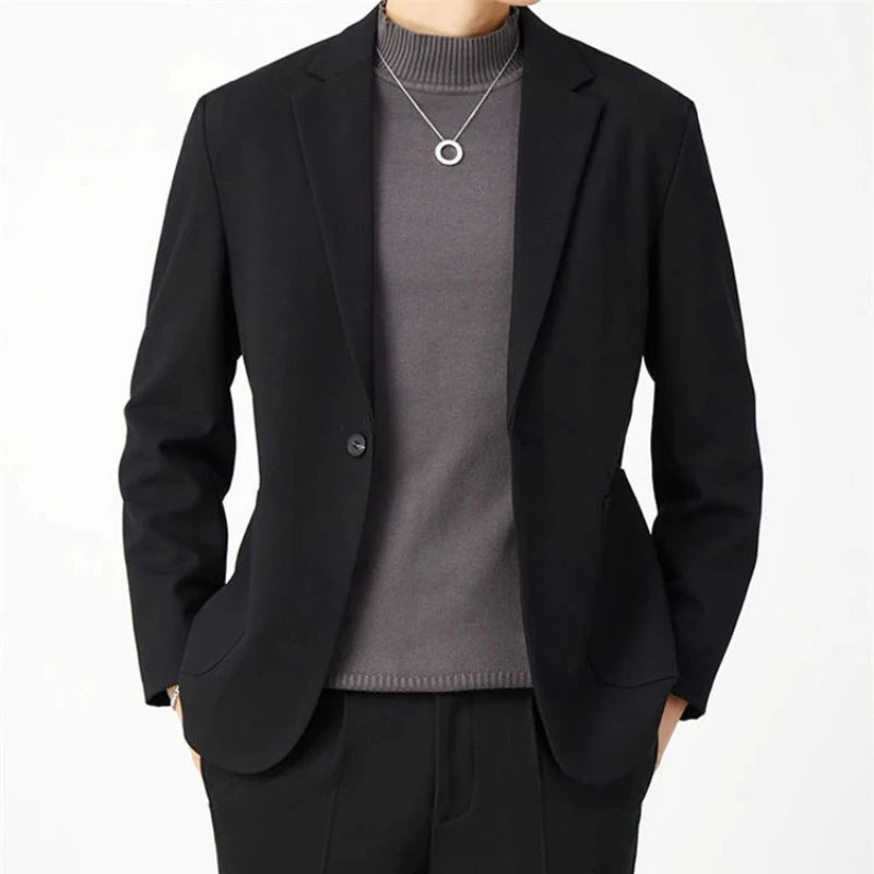 Casual 2 Piece Outfit Set Male Formal Full Men's Suits and Blazers Solid Color Dress Luxury Spring Autumn Gentleman Ceremony