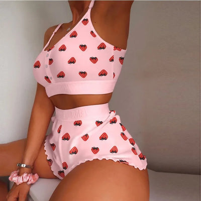 Ladies Loungewear Homewear 2 Pieces Set Women's Pajama Shorts Suit Multiple Print Underwear Sexy Lingerie Camisoles Tanks Nighty