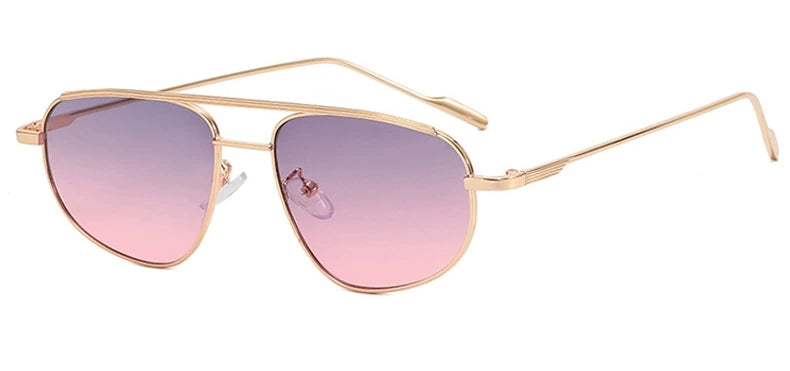 Retro Alloy Sunglasses Women New Vintage Small Metal Frame Pilot Sun Glasses Ladies Punk Double Dridge Shades Eyewear UV400