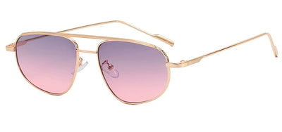 Retro Alloy Sunglasses Women New Vintage Small Metal Frame Pilot Sun Glasses Ladies Punk Double Dridge Shades Eyewear UV400