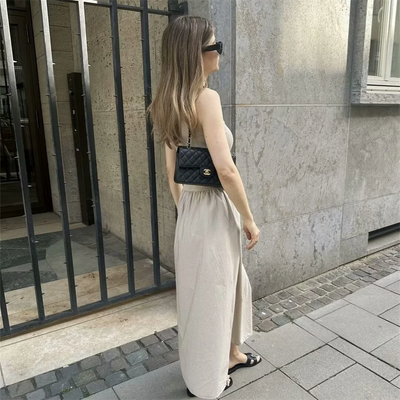 PB&ZA2024 autumn new women's clothing fashion temperament slim fit casual solid color versatile splicing long vest skirt