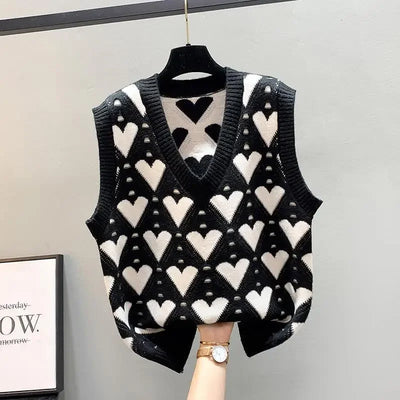 Fashion Women Vest Autumn Outerwear 2024 New Knitted Women's Autumn and Winter Sweater Korean Style V Collar Coat
