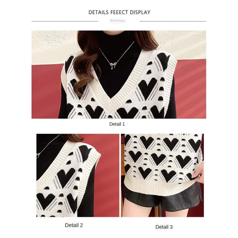 Fashion Women Vest Autumn Outerwear 2024 New Knitted Women's Autumn and Winter Sweater Korean Style V Collar Coat