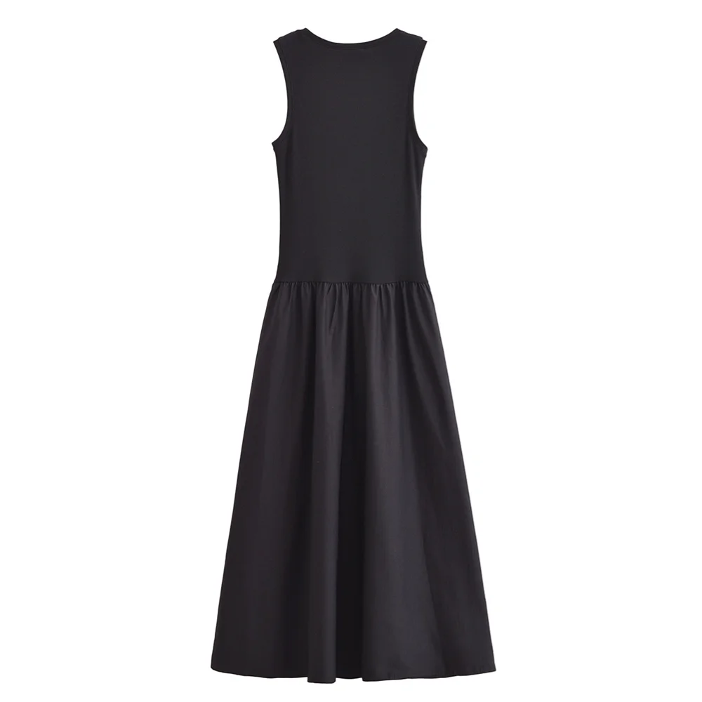PB&ZA2024 autumn new women's clothing fashion temperament slim fit casual solid color versatile splicing long vest skirt