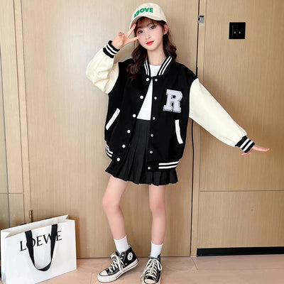 Teenage Girls Baseball Jackets For 5-14 Years Old Teens Clothes Children Sports Outerwear Coat Spring Autumn Fashion Boys Jacket
