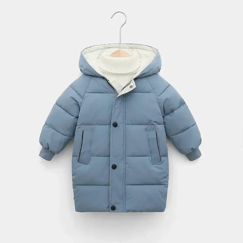 Children Down Outerwear Winter Kids Clothes Boys Girls Cotton-Padded Parka Coats Thicken Warm Long Jackets