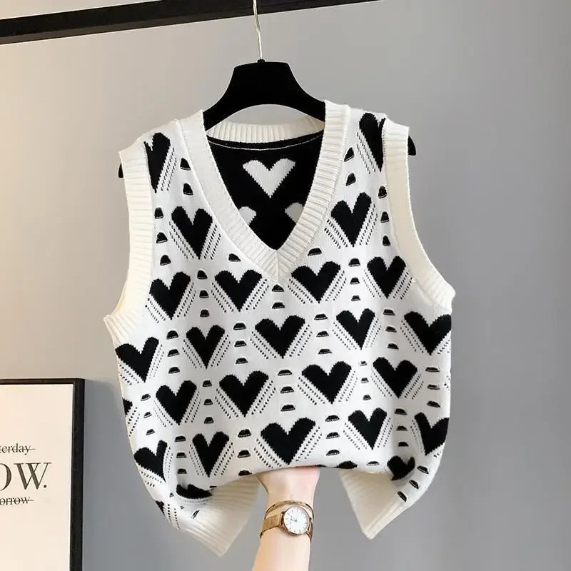 Fashion Women Vest Autumn Outerwear 2024 New Knitted Women's Autumn and Winter Sweater Korean Style V Collar Coat
