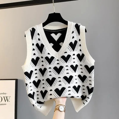 Fashion Women Vest Autumn Outerwear 2024 New Knitted Women's Autumn and Winter Sweater Korean Style V Collar Coat
