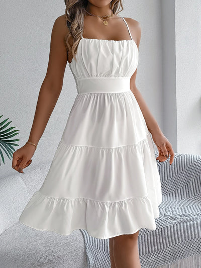 Casual Vacation Ruffled Camisole Dress Spring Summer Women's Solid Dresses for Women