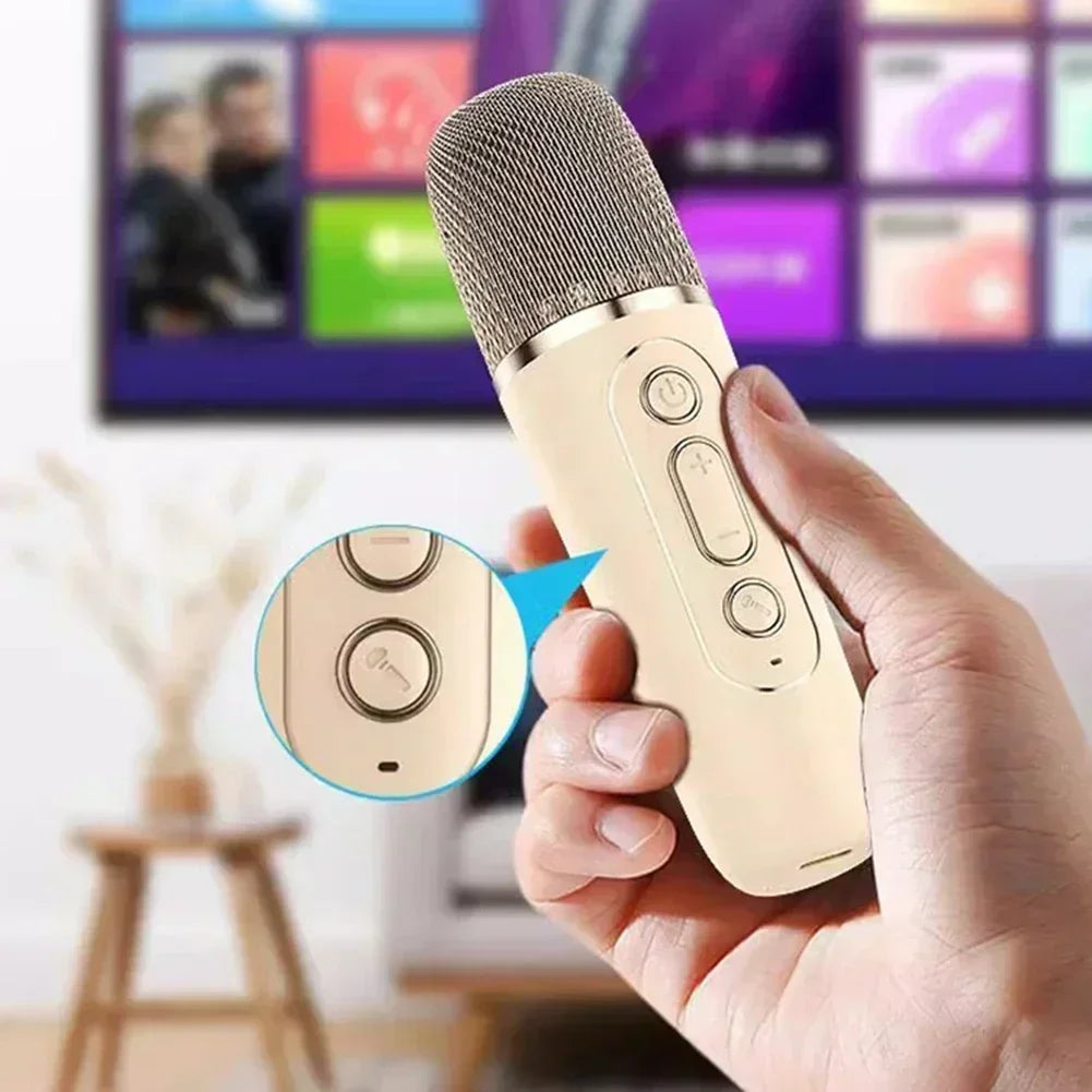 K12 Wireless Bluetooth Speaker Multifunction with 2 Microphone Mic RGB Portable Music Player Karaoke Machine for Child Home Gift