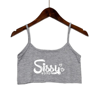 SISSY Letters Top Women Summer Sling Tube Top Sexy Seamless Sexy Sleeveless Tank Top Summer Camis Backless Camisole Crop Top