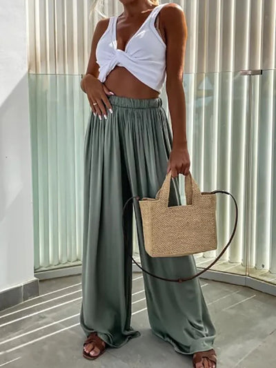 Loose Loungewear Wide Leg Pants, Women Spring Summer All Match Fashion Trousers, 2024 High Elastic Waist Ladies Pants Streetwear