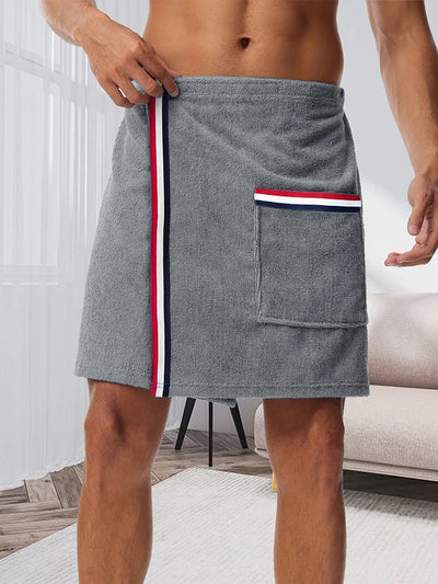 Men's Bath Robe TowelAdjustable Elasticated WaistbandHomewearPajamasPocketsOutdoor SportsSwimmingGymBath TowelSoft and Wearable