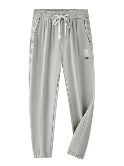 New Men's Waffle Casual Pants Elastic Waist Straight Harem Pants Comfortable Stretch Sweatpants Fashion Embroidery Male Trousers