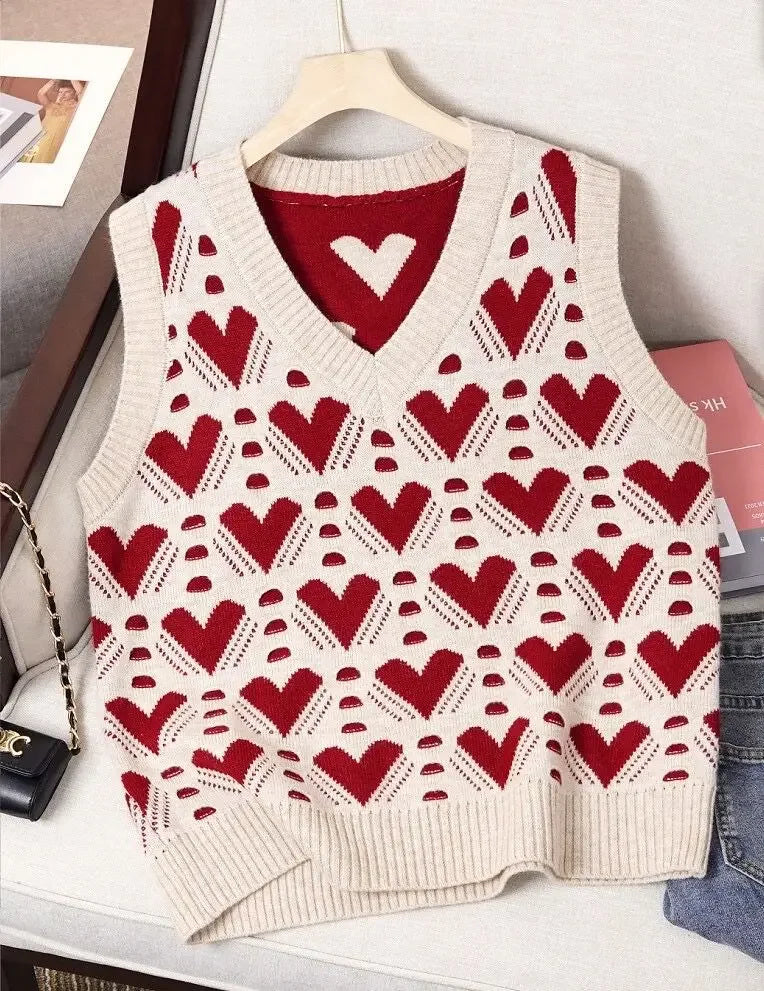 Fashion Women Vest Autumn Outerwear 2024 New Knitted Women's Autumn and Winter Sweater Korean Style V Collar Coat