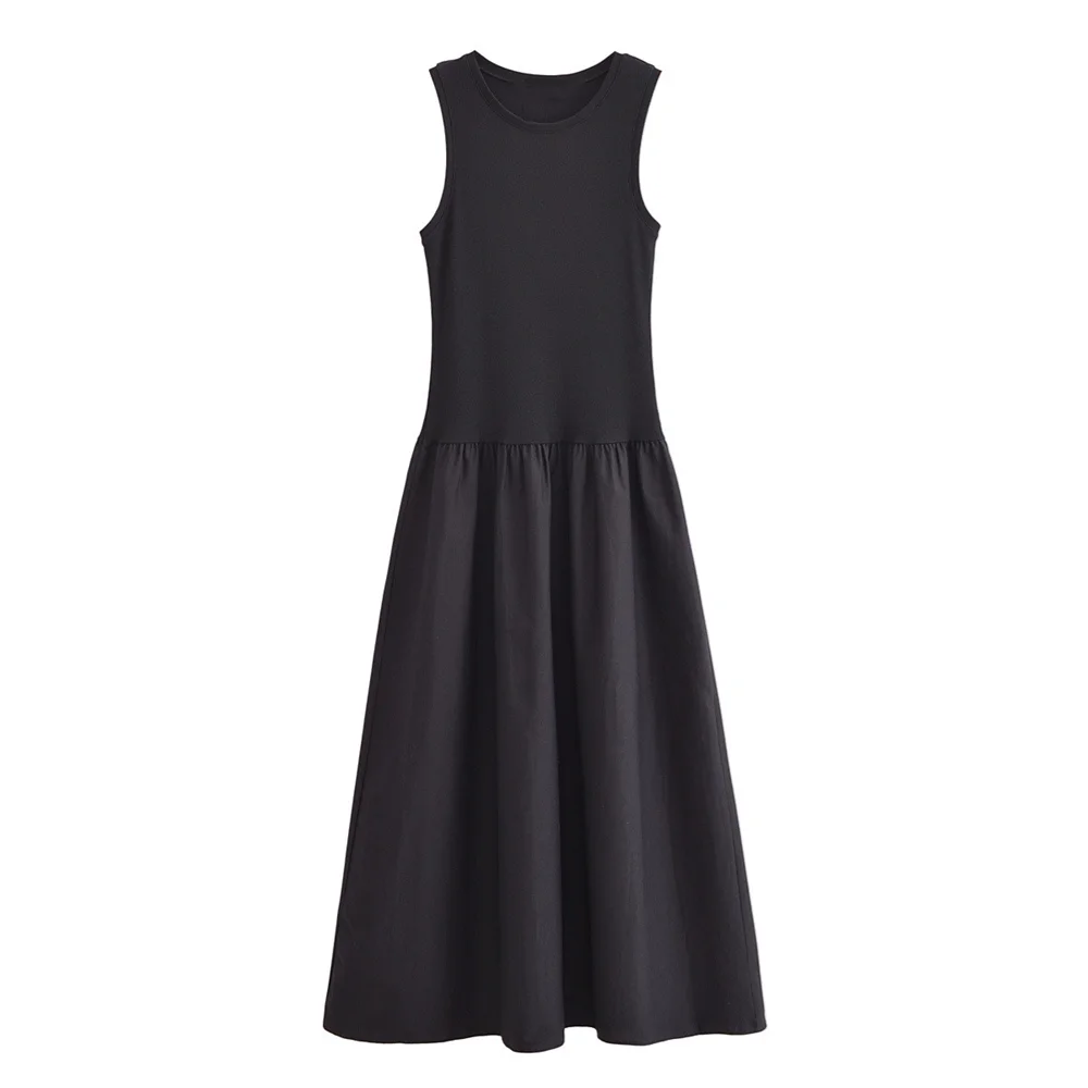 PB&ZA2024 autumn new women's clothing fashion temperament slim fit casual solid color versatile splicing long vest skirt