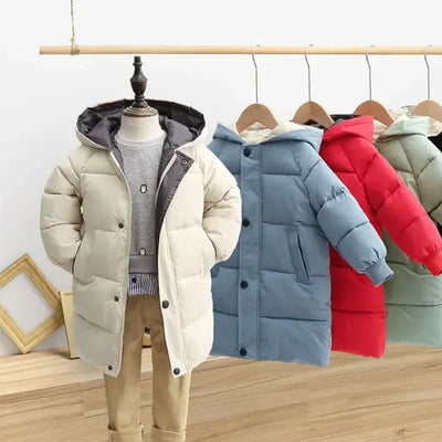 Children Down Outerwear Winter Kids Clothes Boys Girls Cotton-Padded Parka Coats Thicken Warm Long Jackets