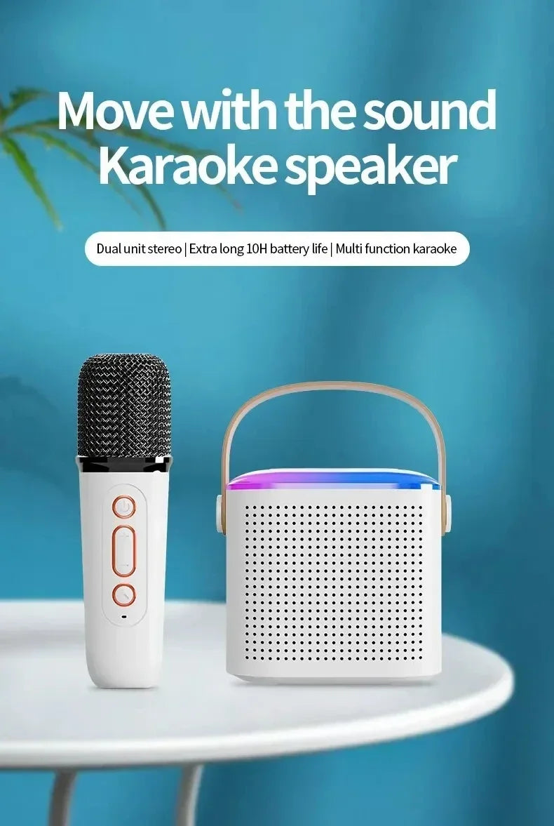 Y1 Wireless Dual Microphones Karaoke Machine KTV DSP System Bluetooth 5.3 PA Speaker HIFI Stereo Surround RGB Colorful LED Light