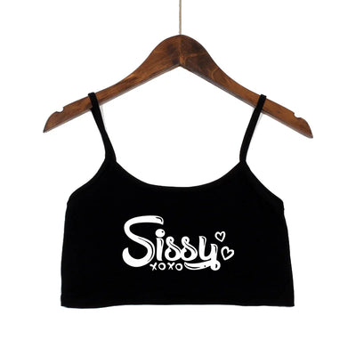 SISSY Letters Top Women Summer Sling Tube Top Sexy Seamless Sexy Sleeveless Tank Top Summer Camis Backless Camisole Crop Top