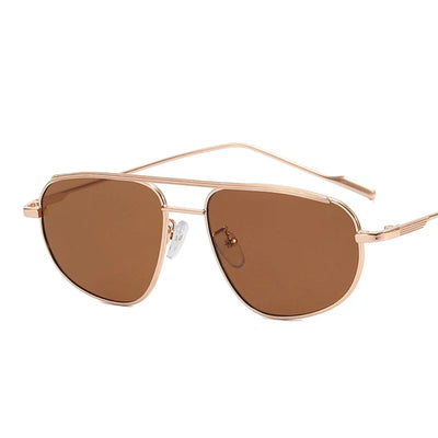 Retro Alloy Sunglasses Women New Vintage Small Metal Frame Pilot Sun Glasses Ladies Punk Double Dridge Shades Eyewear UV400