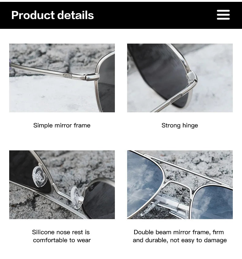 Classic Polarized Design Sunglasses Men 2024 Vintage Pilot Driving Sun Glasses Anti-Glare Sunglass Men gafas de sol hombre