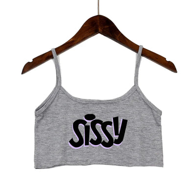 SISSY Letters Top Women Summer Sling Tube Top Sexy Seamless Sexy Sleeveless Tank Top Summer Camis Backless Camisole Crop Top