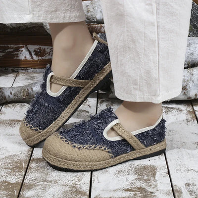 Casual Woman Shoe Female Footwear Shallow Mouth Soft Slip-on All-Match Dress Breathable Slip on Retro Fisherman Flat Fabric