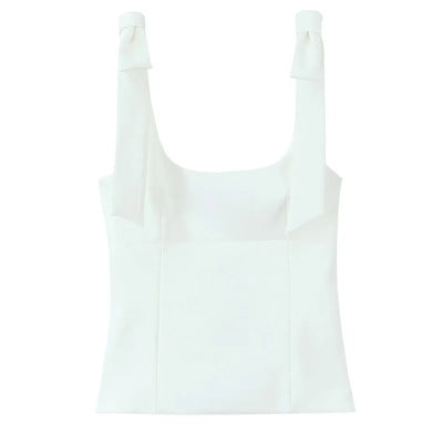 TRAF Yellow Crop Top Women Summer Sleeveelss Butterfly Top Woman Cuteore Bow White Camisole Top Backless Women's Tanks Top 088