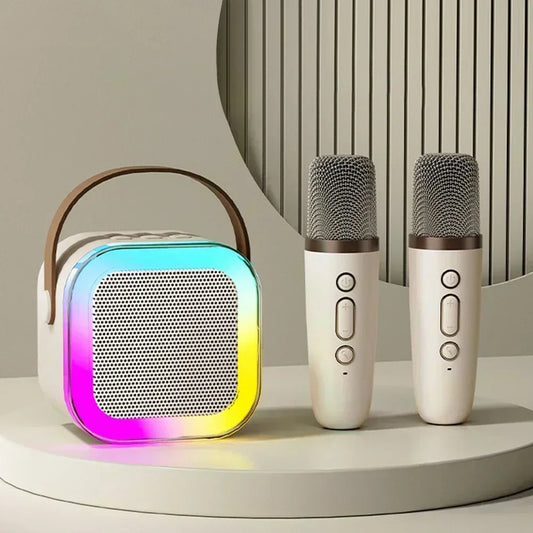 K12 Bluetooth Karaoke Machine Portable  5.3 PA Speaker System with 1-2 Wireless Mic  Microphones Home Family Singing Children's Gifts