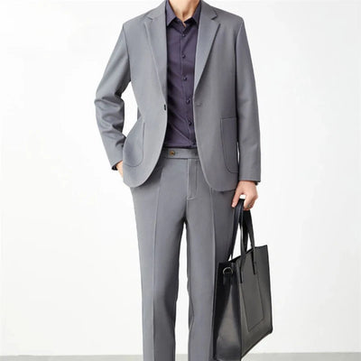Casual 2 Piece Outfit Set Male Formal Full Men's Suits and Blazers Solid Color Dress Luxury Spring Autumn Gentleman Ceremony