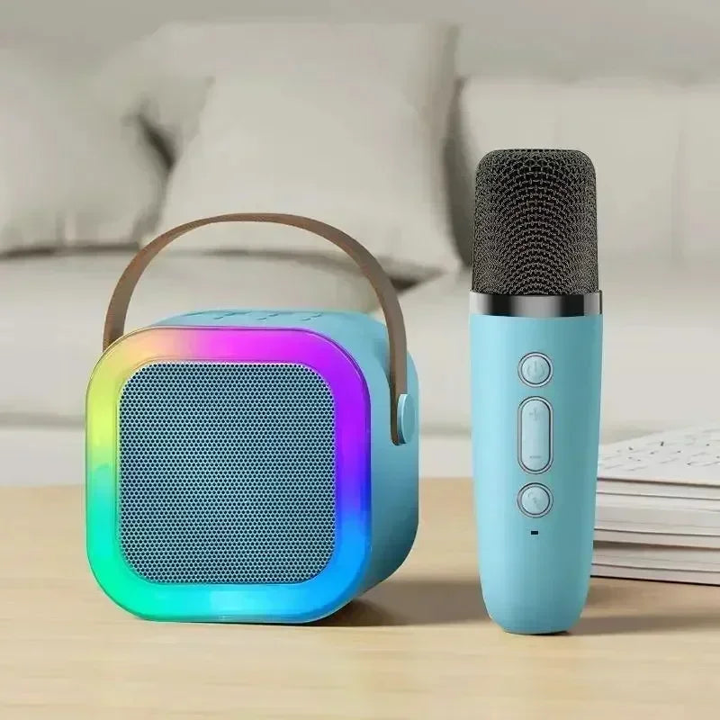 K12 Wireless Bluetooth Speaker Multifunction with 2 Microphone Mic RGB Portable Music Player Karaoke Machine for Child Home Gift