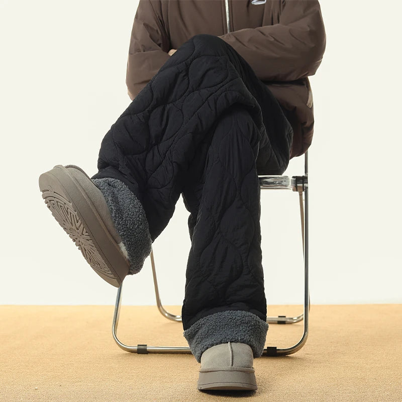 2024 Winter Sweatwear Men Plush Thick Fleece Sweatpant Lambswool Thermal Trousers Casual Pants Windproof Warm Cotton Pants