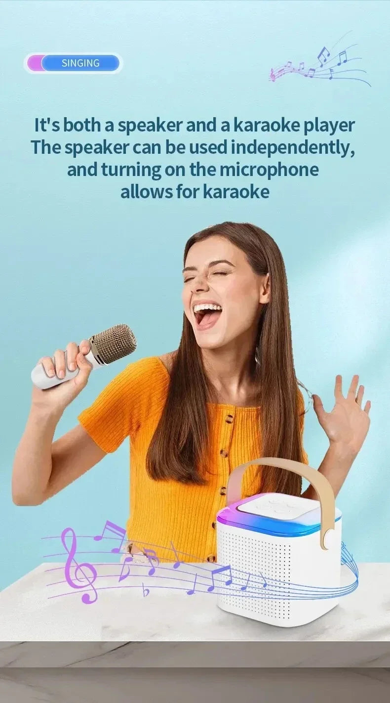 Y1 Wireless Dual Microphones Karaoke Machine KTV DSP System Bluetooth 5.3 PA Speaker HIFI Stereo Surround RGB Colorful LED Light